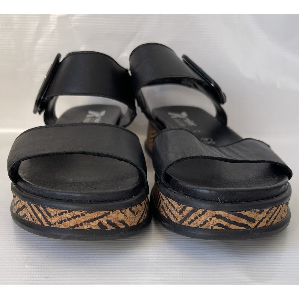 Rieker Womens Revolution Wedge Sandal Black Sz 42 Us 10.5 Leather - Picture 3 of 12